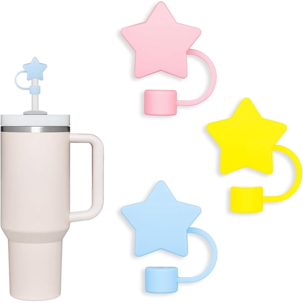 Paquete de 3 compatibles con vaso Stanley de 30 y 40 onzas, tapa de pajita de flores de 10 mm, lindas fundas de pajita de silicona, protectores de pajita, tapas de pajita de silicona suave de varias f