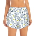 thumbnail image 2 of Goofa Tennis Rackets And Balls Printed Women 2 in 1 Running Shorts,Quick Dry Athletic Workout Shorts,High Waisted Athletic Shorts with Liner Pockets-X-Large, 2 of 9