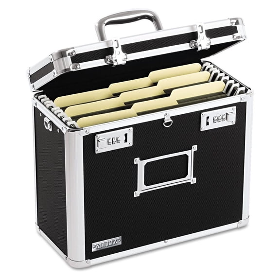 Locking File Tote Storage Box, Letter Size - Secure Document Organizer with Combination Locks, Portable Black File Box