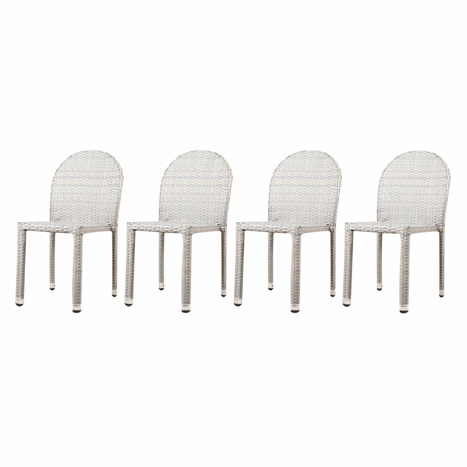 Ariyaan Outdoor Wicker Stacking Chairs Set of 4 Multibrown