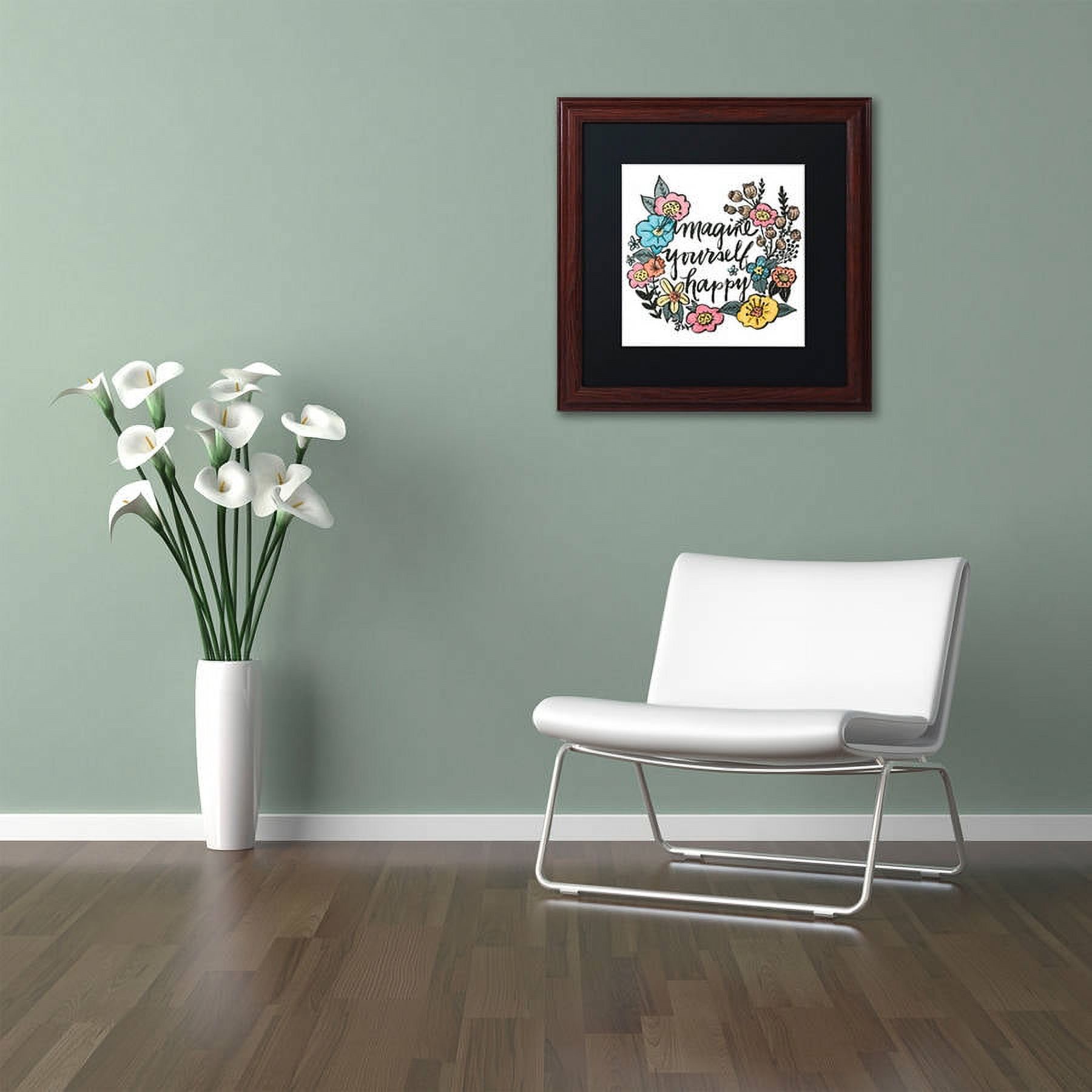 Trademark Fine Art "Imagine Yourself Happy Color" Canvas Art by Elizabeth Caldwell, Black Matte, Wood Frame