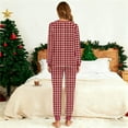 thumbnail image 5 of Womens Christmas Pajamas 2 Sets Long Sleeve Tops Checkered Stripes Xmas Graphic Pjs Round Neck Nightwear Soft Pjs Lounge Sleep Pants Two Pieces Sets with Pockets, 5 of 5