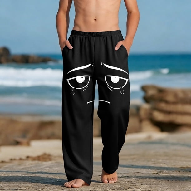 Pantalones largos para niños y niñas, de moda, estampados, casuales, de playa, con bolsillos.