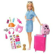 ​Barbie Travel Doll, Blonde, with Puppy, Opening Suitcase, Stickers And 10+ Accessories, for 3 to 7 Year Olds​​​