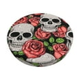 thumbnail image 1 of Balery Skull and Roses Fundas de asiento para taburete de bar redondo de tela de terciopelo ajustables que protegen de arañazos y manchas para sillas de 14 a 17 pulgadas.-12 inch, 1 of 7