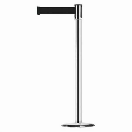 Tensabarrier Barrier Post with Belt,7-1/2 ft. L,Black 890U-1P-1P-1P-STD-NO-B9X-C