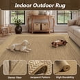 thumbnail image 3 of SIXHOME Outdoor Rugs 8'x10' Patio Rug Geometric Bordered Indoor Outdoor Rugs Polypropylene Washable Non Shedding, Easy Clean, Waterproof, Durable Outdoor Carpet for Porch Balcony Deck Neutral Brown, 3 of 8