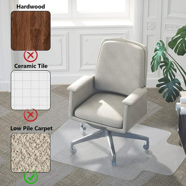 Moustache Office Chair Mat With Lip Anti Slip Spiked 36 X 48 Pvc Transparent Carpet Protector For Hard Surface Floors Clear 36 X48