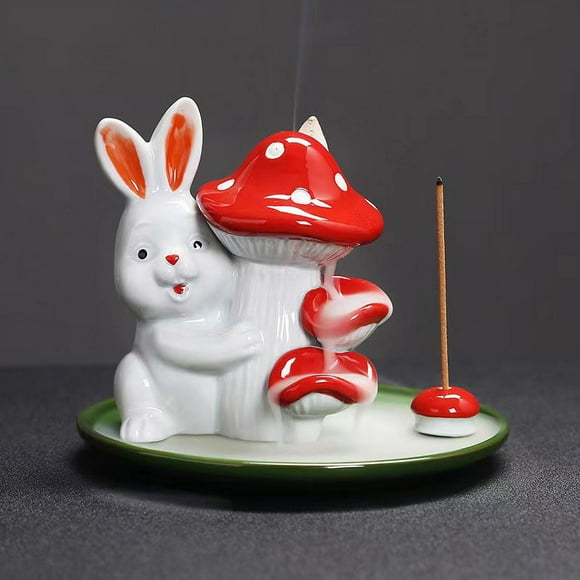 Rabbit Incense Holder, Handmade Incense Burner Holder, Ceramic Incense Holder for Incense Stick, Ash Catcher for Yoga and Home Decor
