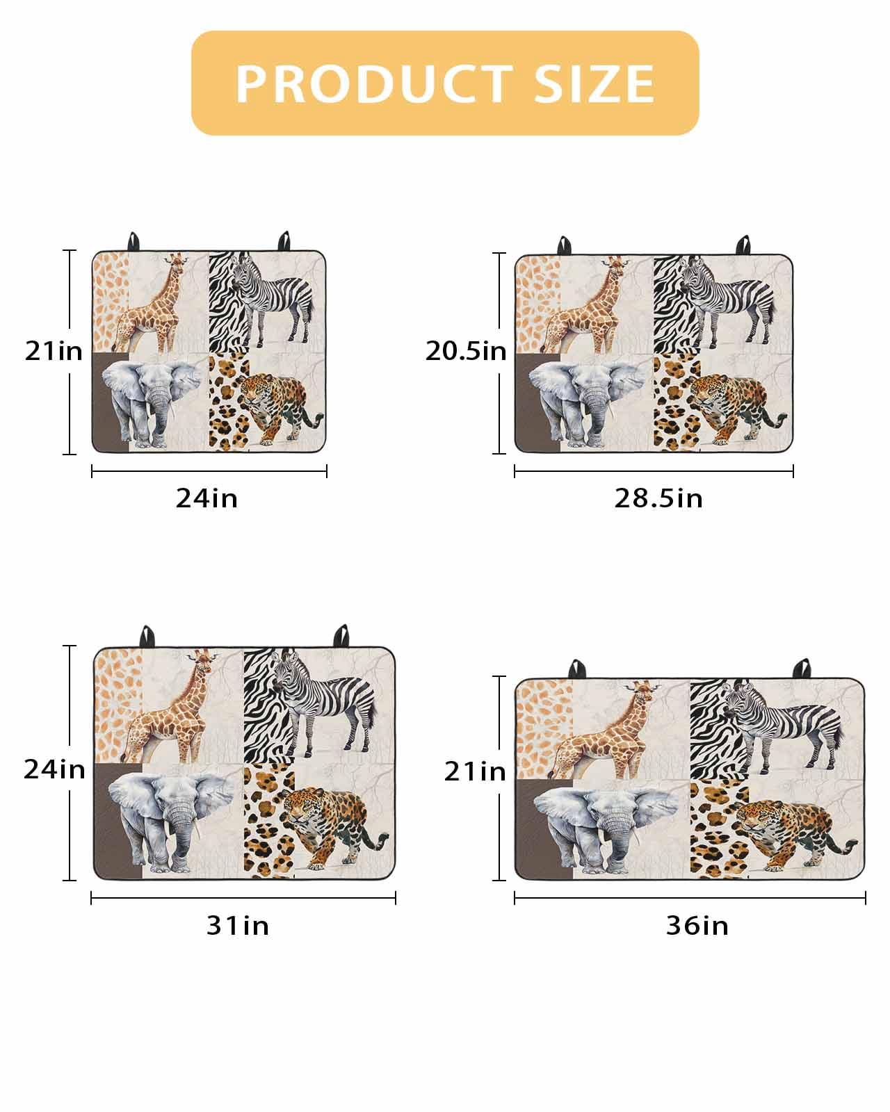 nqOlkjepod Large Induction Cooktop Protector Mat 24"x21", Modern Animals Stove Top Covers for Electric Stove, Vintage Giraffe Zebra Elephant Leopard Stove Burner Cover Mats, Glass Top Stove Cover