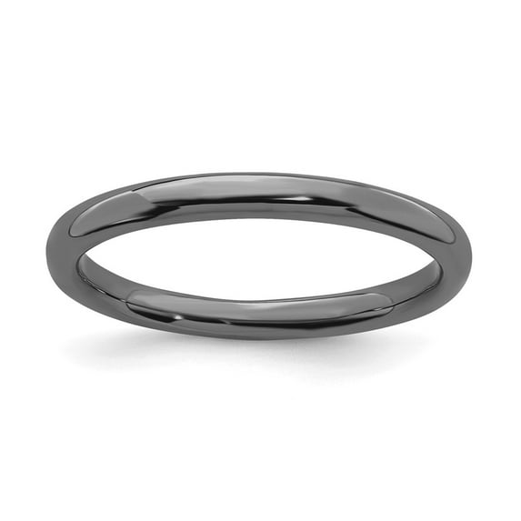 925 Sterling Silver Stackable Black-plated Ring Eternity Band Size 6