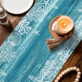 thumbnail image 3 of Teal Coastal Table Runner 72 Inches, Summer Ocean Sea Ombre Starfish Corals Bed Runner Dresser Scarves Tabletop for Indoor Outdoor Parties/Ceremony/Banquet, 13" x 72", 3 of 9