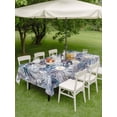 thumbnail image 4 of Outdoor Tablecloths with Umbrella Hole & Zipper, Palm Leaves 54x80 Inch Tablecloth Rectangle, Spring Tropical Leaf Botanical Vintage Blue Waterproof Table Cloth, Patio/Pool/Picnic Table Covers, 4 of 8