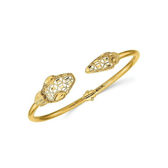 Gem & Harmony 14K Yellow Gold Snake Head Hinged Bangle Bracelet for Women