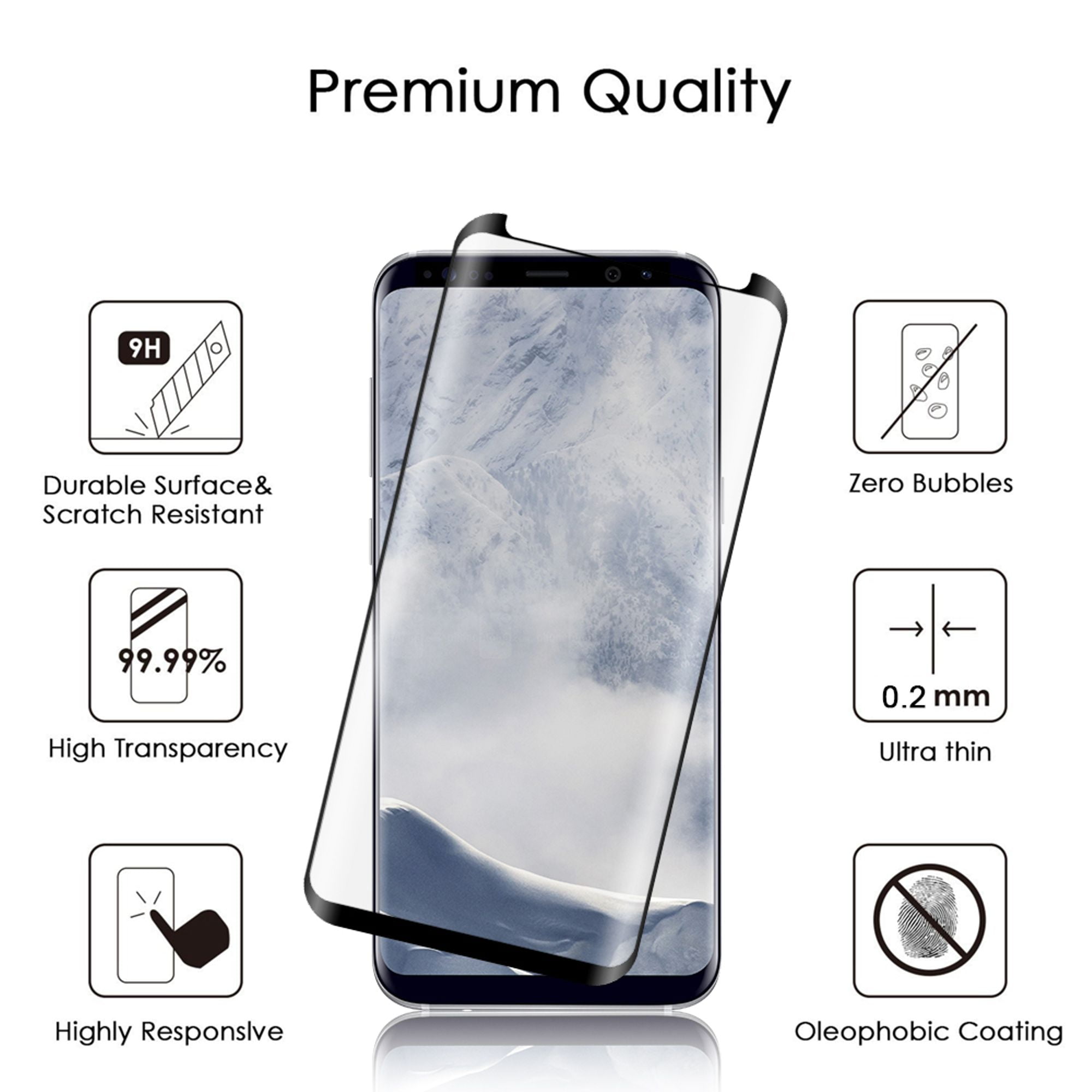 Samsung Galaxy S9 Screen Protector, by Insten 0.2mm 3D Curved Tempered