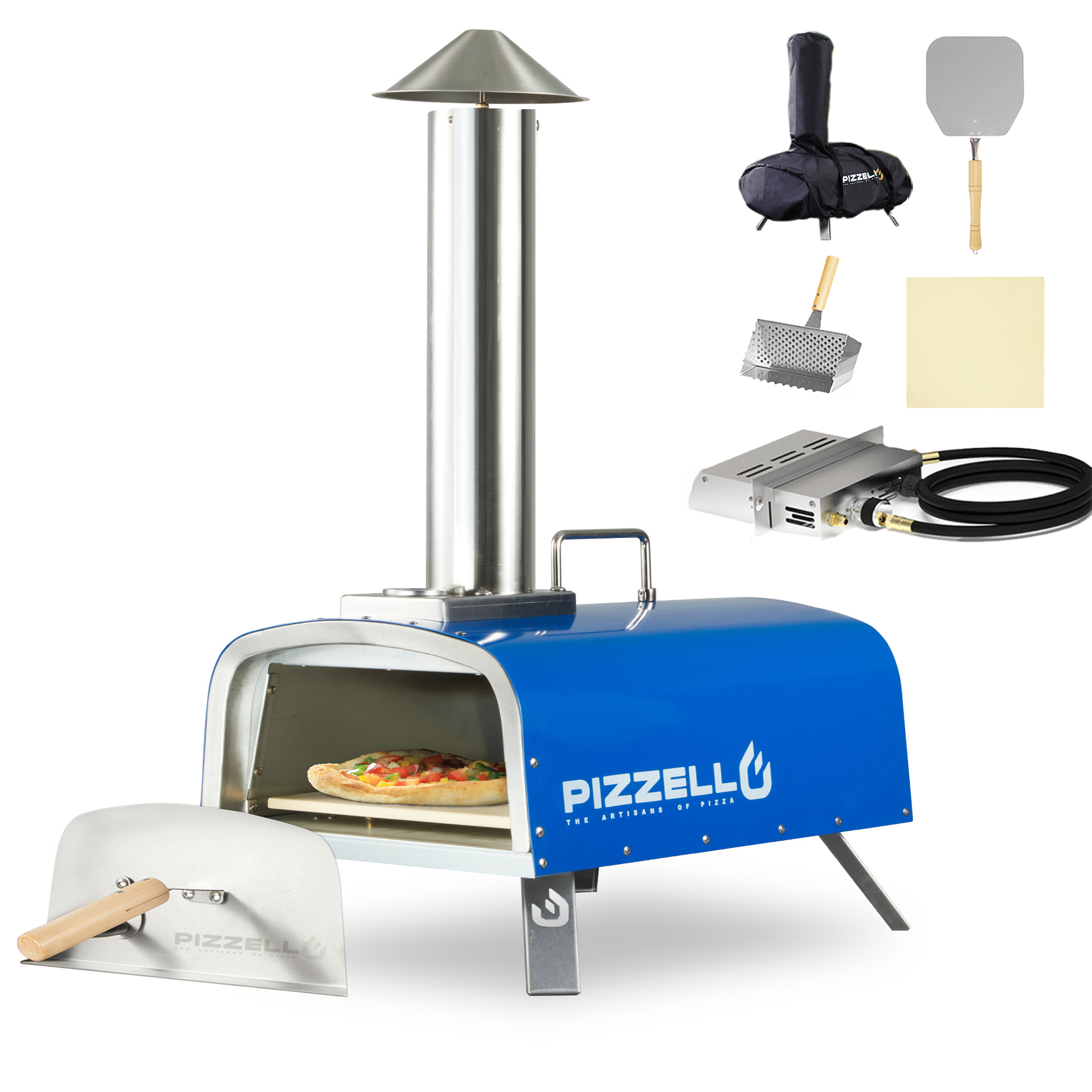 Pizzello Outdoor Pizza Oven 12" Propane & Wood Fired Dual Fuel with Gas