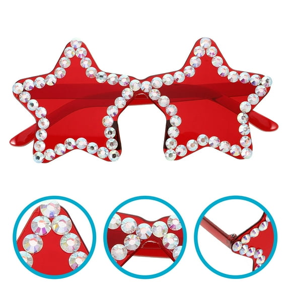 FRCOLOR Star Shaped Sunglasses for Adults with Trendy Frameless Design Perfect for Parties Red Plastic