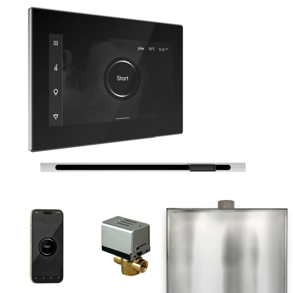Mr Steam XButler Steam Shower Pkg w/iSteamX Control and Linear Steamhead in Black Polished Chrome