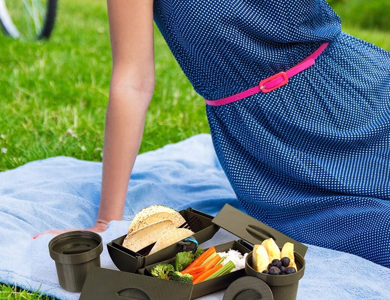 Lunch Box GreenTraveler Multi Compartment Food Container Green
