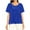 Blue A1, variant on Women Summer Solid Color Crew Neck Pleated Loose Casual Double Layer Shiny Short Sleeve T Shirts Cute Tops For Women