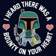 thumbnail image 2 of Junior's Star Wars Valentine's Day Boba Fett Bounty on Heart Graphic Tee Navy Blue Medium, 2 of 3