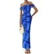thumbnail image 5 of Vestido PRETTYGARDEN 2025 Verano Hombros Descubiertos Fruncido Azul L, 5 of 5
