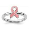 thumbnail image 2 of Auriga Fine Jewelry 925 Sterling Silver Pink Enameled Awareness Ribbon Ring for Women Size 6, 2 of 6