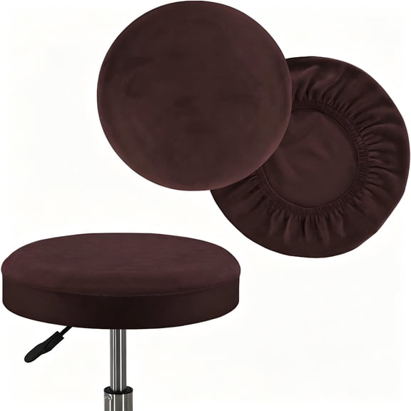 ARLAJO 2026 New 2 Pack Stretch Velvet Bar Stool Covers-Round Elastic Seat Slipcovers for 16-18" Diameter,Washable for Home Use,Kitchen Bar Stools,Dining Room,Office Seating,Restaurant Decor.