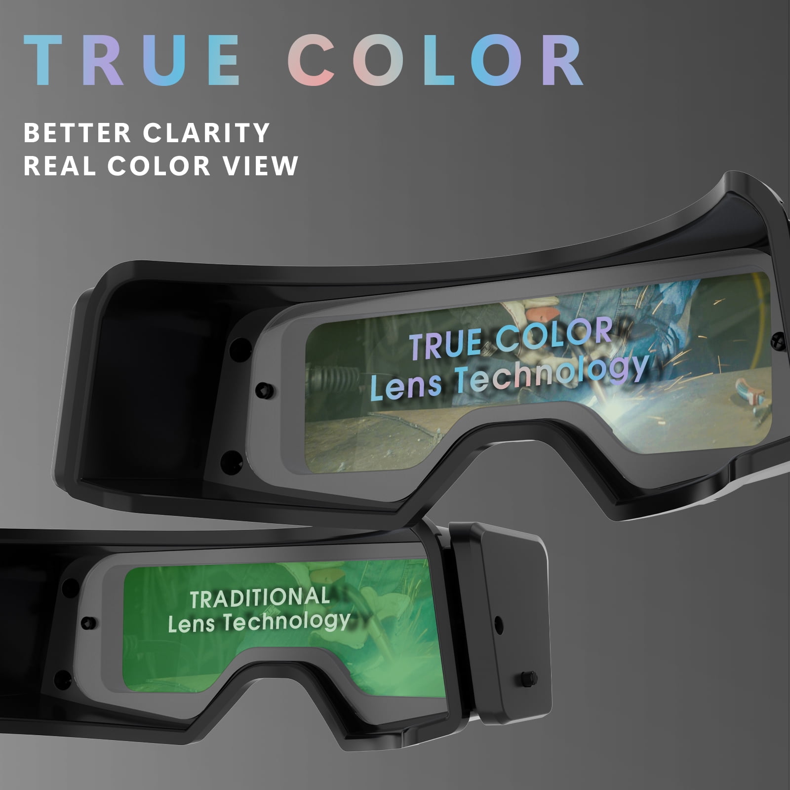 YesWelder True Color Auto Darkening Welding Goggles, Wide Shade Range with Grinding, TIG MIG ARC Plasma Cut