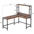 thumbnail image 2 of CubiCubi L Shaped Desk with Hutch, 59.1" Corner Computer Desk, Home Office Study Writing Desk with Two Tier Bookshelf, Deep Brown, 2 of 6