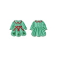 thumbnail image 2 of RUINIXCW Toddler Baby Girl Christmas Outfit Plaid Gingham Smocked Dress Infant Girls Fall Winter Clothes Long Sleeve Doll Collar Embroidery Bow Dress, 2 of 10
