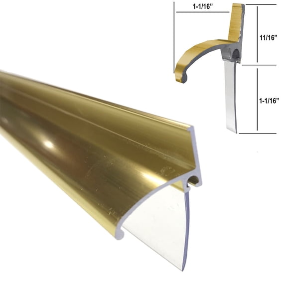 Gordon Glass Gold Framed Shower Door Replacement Bottom Deflector with Vinyl Sweep and Pre-applied Mounting Tape - 30" Long