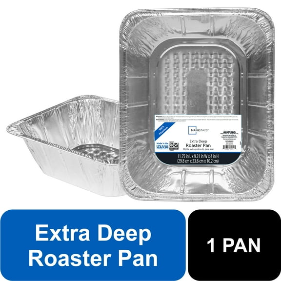Mainstays 11.75" x 9.3" Aluminum Extra Deep Roaster Pan, 1 Count