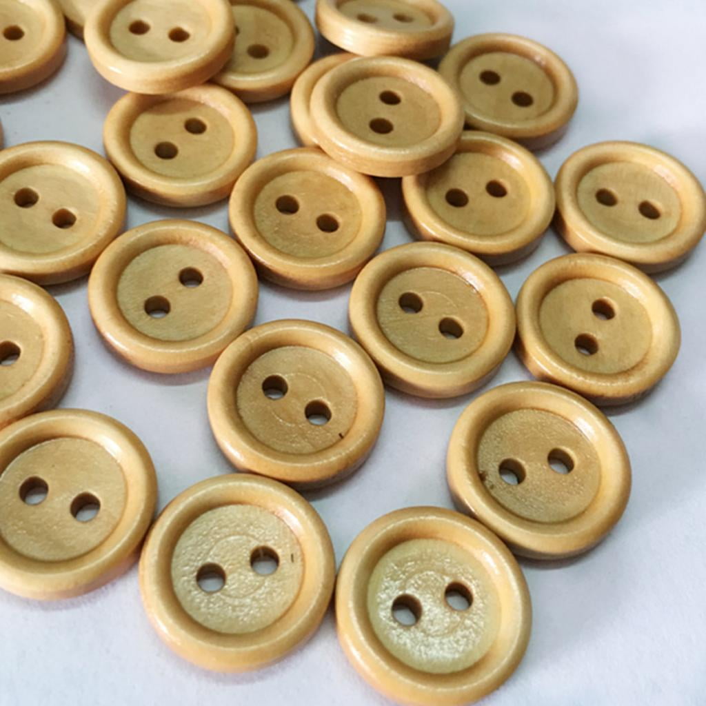 Abbraccia 5x100Pcs Vintage 2 Holes Wood Buttons for Sewing Scrapbooking Dark Brown 15mm 5 Pcs