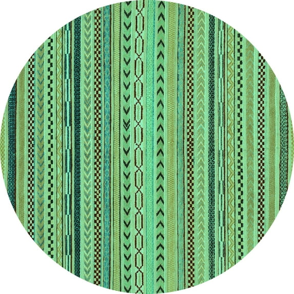 Ahgly Company Indoor Round Abstract Turquoise Blue Modern Area Rugs, 5' Round