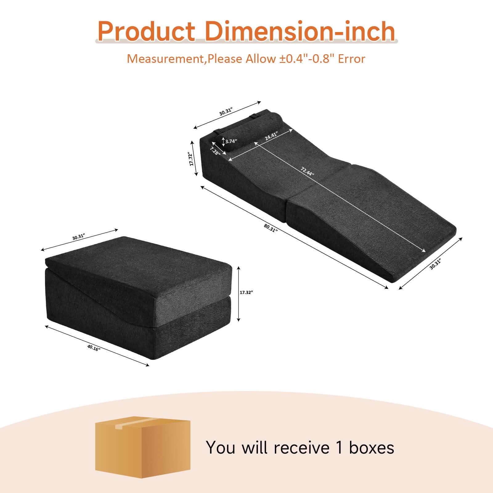 MAYEERTY High-Density Sponge Foldable Tatami Sofa Bed Multi-Use Lounge Chair No Assembly