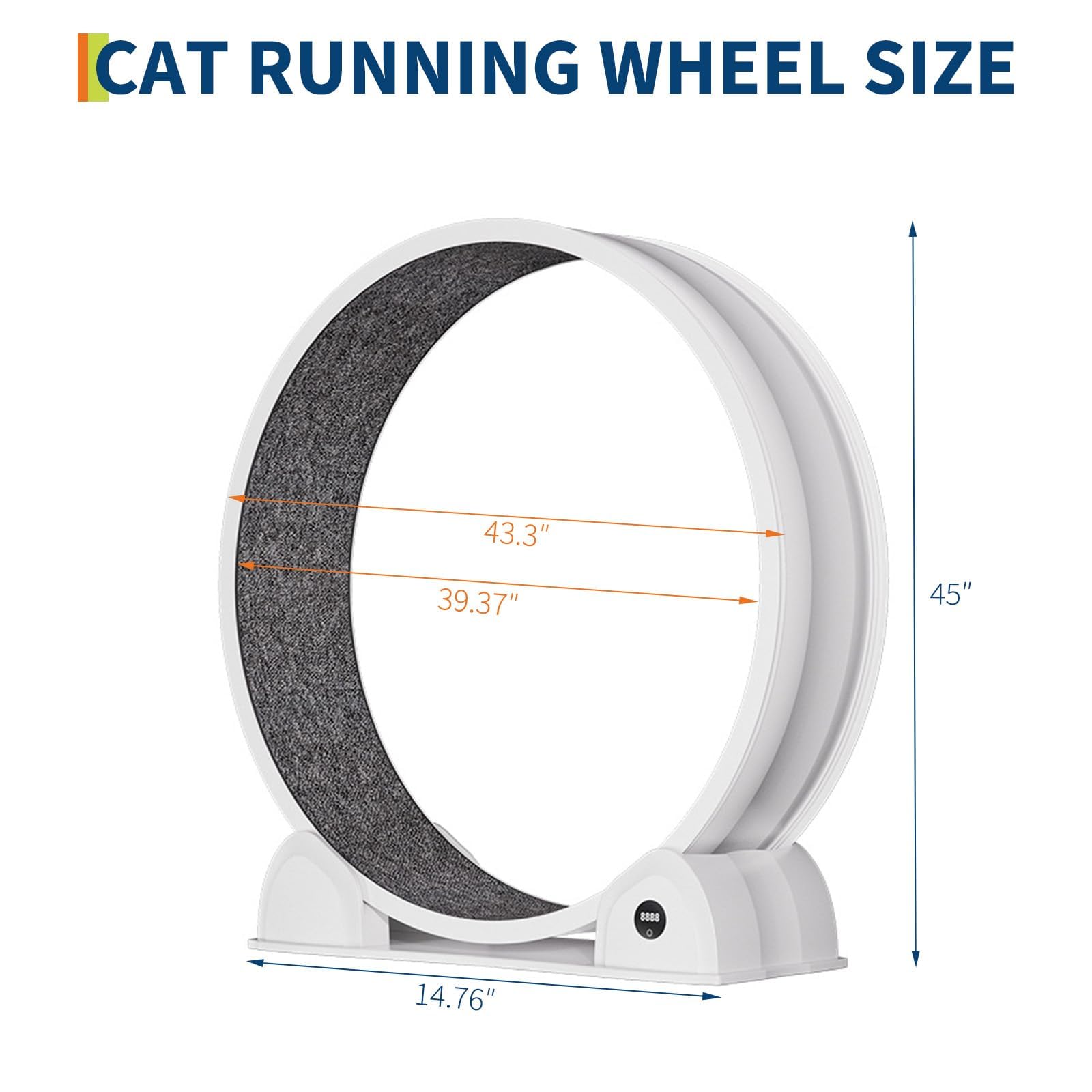Cat Exercise Wheel for Indoor Cats, Fast Cat Wheel 45'' Quiet Cats Treadmill with Pedometer, Pet Running Wheels for Weight Loss and Health White