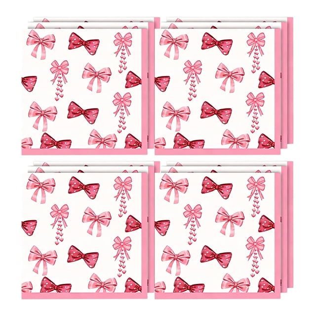 Pack Of 20 Bow Patterned Disposable Paper Napkins With A Soft And Absorbent Design For Enhancing Table Decor At Parties Showers And Celebrations