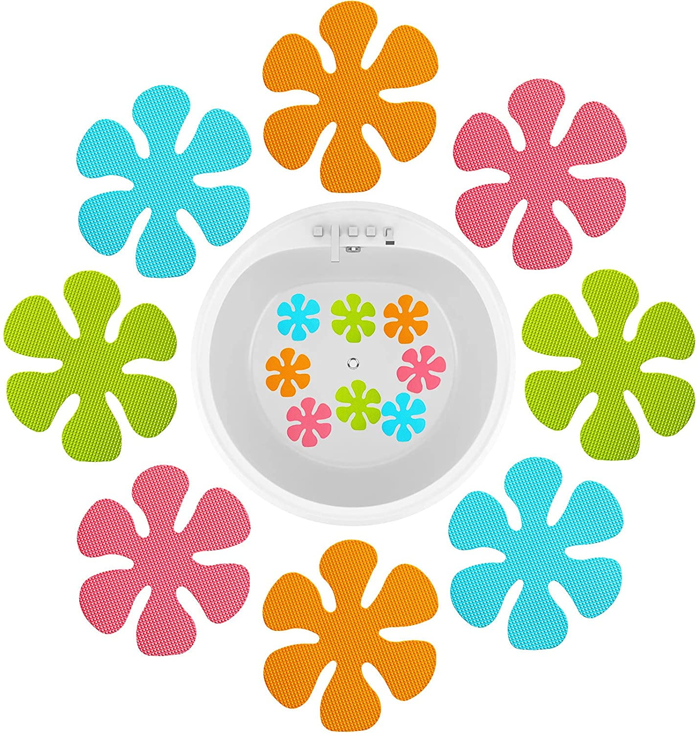 HEIBIN20 Pieces NonSlip Adhesive Bathtub Stickers Retro Flower Decals