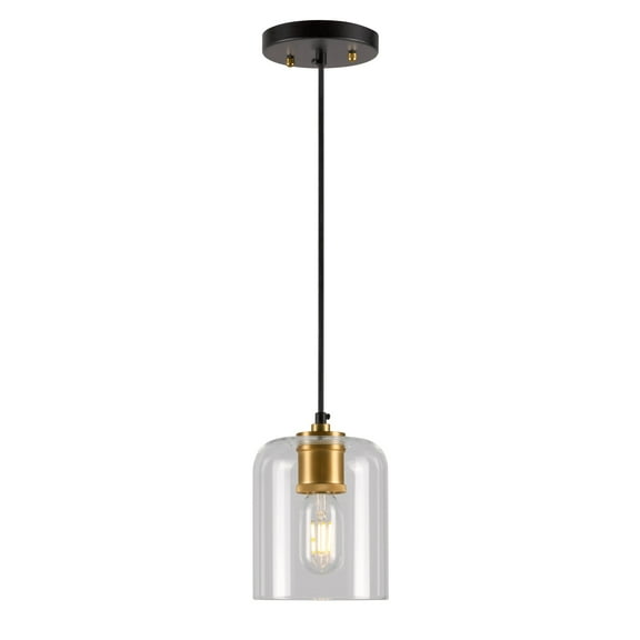 Tyrone 1-Light Black and Soft Gold Wall Sconce with Clear Glass - Black and Soft Gold