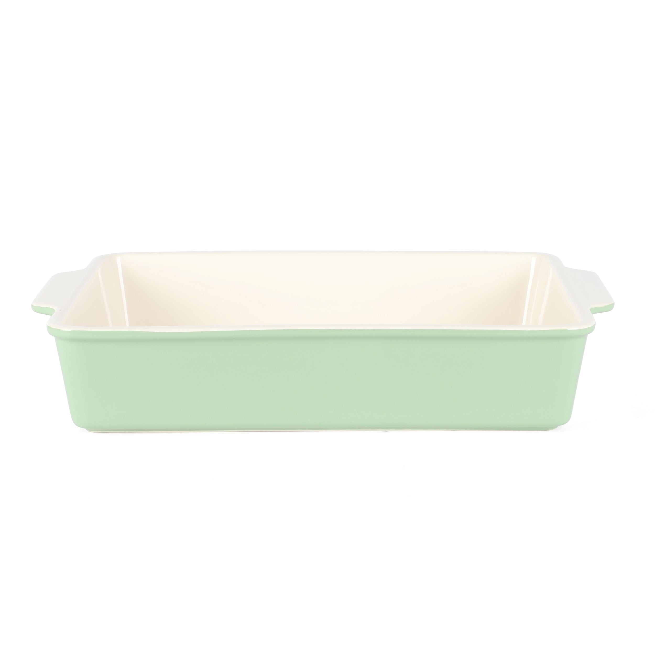 Martha Stewart Everyday Tilden 9"x12" Stoneware Casserole Baking Dish with Lid, Sage Green