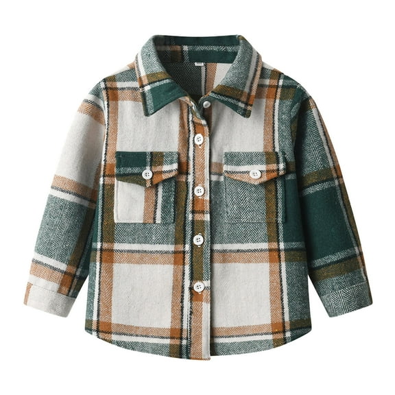 Tiijoy Toddler Boys Plaid Long Sleeve Shirt Button Down Jacket Cardigan Coat, Sizes 4-5