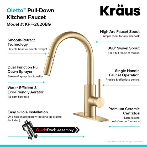 Kraus O Single Handle Pull Down Kitchen Faucet In Gold Finish