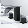 thumbnail image 2 of Waterfall Bathroom Faucet 3 Hole: WOWOW 8 inch Widespread Bathroom Faucet Matte Black, Modern 2 Handles Bathroom Sink Faucet with Pop up Drain and cUPC Supply Lines Visit the WOWOW Store, 2 of 7