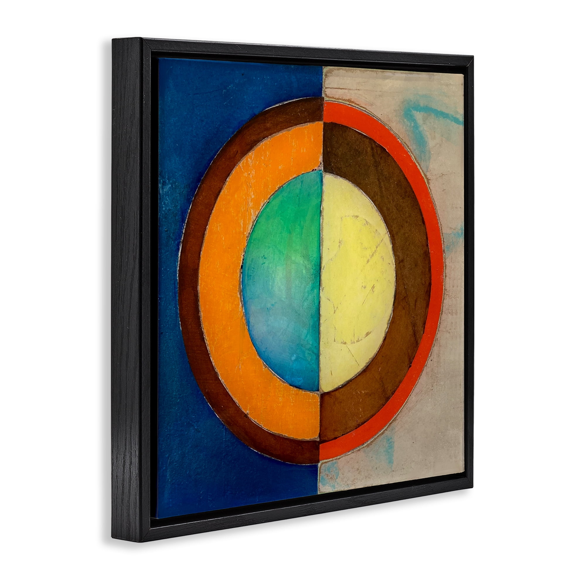 Stupell Industries Bright Vertical Circle Symmetry Black Framed Floater Canvas Wall Art, design by Matthew Finger