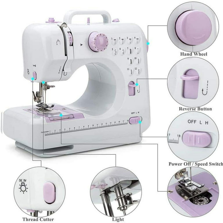 Viferr Mini Sewing Machine 12 Built-In Stitches Household Handheld Electric Portable Sewing Machine with Extension Table for Beginners and Kids Easy