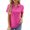 Hot Pink, variant on Fesfesfes Women's T Shirts Fashion Women Short Sleeve V-Neck Solid Casual Elastic Comfy Blouse Short Shirts for Women L(US:8)