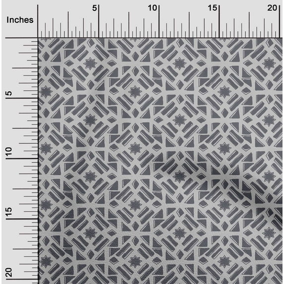 oneOone Cotton Poplin Fabric Geometric Block Printed Craft Fabric BTY 56 Inch Wide