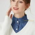 thumbnail image 4 of LoudSung False Collar Detachable Half Shirt Blouse Fake Collar Lacing Denim Dickey Collar Elegant Design for Women Girls, 4 of 7