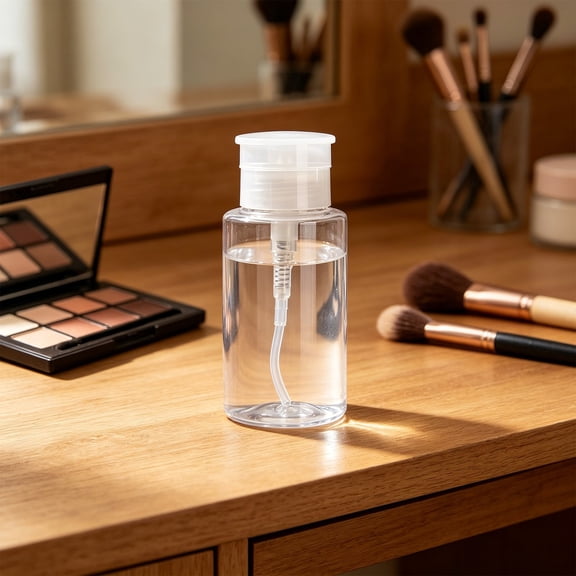 Push Down Pump Dispenser Bottle, Clear Travel Refillable Container, Drip-Proof Fluid Press Bottle for Makeup Remover, Toner, Lotion, Fingertip Remover, Multi-Size 100Ml 150Ml 200Ml